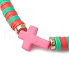 9Pcs Polymer Clay & Acrylic Cross Beaded Stretch Bracelets Sets for Women BJEW-JB101001-4