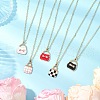 Alloy Enamel Handbag Pendant Brass Cable Chain Necklaces for Women NJEW-JN05273-1