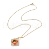 Glass Beaded Rhombus Pendant Necklaces NJEW-MZ00072-03-4