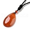 Natural Carnelian Pendant Necklace with Nylon Cord for Women NJEW-L464-A04-2
