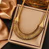 304 Stainless Steel Irregular Twisted Chain Spiral Bib Necklaces for Women NJEW-B127-01G-02-1