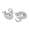 Rack Plating Brass Micro Pave Clear Cubic Zirconia Pendants KK-Z039-19P-2