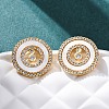 Flat Round Brass Micro Pave Cubic Zirconia Stud Earrings KK-D363-15G-5