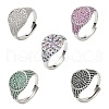 Brass Micro Pave Cubic Zirconia Cuff Rings for Women RJEW-A069-13P-2