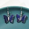 Natural Lapis Lazuli Brass Dangle Earrings EJEW-M081-01P-07-4