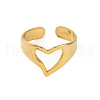 304 Stainless Steel Hollow Heart Open Cuff Rings for Women RJEW-K258-05G-01-3