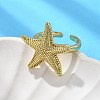 Starfish Brass Cuff Rings for Women RJEW-C123-02G-1