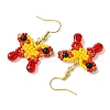 Synthetic Blue Goldstone & Natural Carnelian Dangle Earrings EJEW-MZ00318-03-4