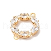 Brass Pave Clear Cubic Zirconia Horse Eye Ring Links Connector Charms X-KK-M294-02G-2
