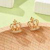 Crown Brass Micro Pave Clear Cubic Zirconia Stud Earrings for Women EJEW-G428-06G-2