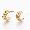 Brass Micro Pave Clear Cubic Zirconia Half Hoop Earrings KK-R117-034B-NF-4