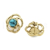 Ion Plating(IP) 304 Stainless Steel & Synthetic Turquoise Beaded Stud Earrings for Women EJEW-N054-36G-2