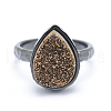 Electroplate Natural Druzy Quartz Crystal Finger Rings RJEW-I055-05B-RS-2