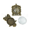 DIY Blank Owl/Round Glass & Tibetan Style Alloy Pendant Making Kits DIY-FS0006-11-2