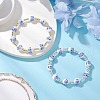 2Pcs 2 Colors Electroplate Non-magnetic Synthetic Hematite Round Bead Strecth Bracelets for Women BJEW-JB11600-1