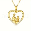Mother's Day Heart with Mother & Daughter Zinc Alloy Crystal Rhinestone Pendant Necklaces for Women FS-WG450A1-01-4