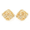 Hollow Rack Plating Brass Micro Pave Clear Cubic Zirconia Beads KK-F089-38G-1