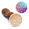 Brass Wax Seal Stamp with Handle AJEW-WH0184-1031-5