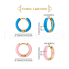 DICOSMETIC 4 Pairs Two Tone 304 Stainless Steel Chunky Huggie Hoop Earrings with Enamel for Women EJEW-DC0001-37-2