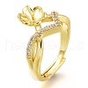 Adjustable Brass Finger Ring Components ZIRC-I049-03G-1