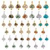 28Pcs 14 Styles Mixed Gemstone European Dangle Charms PALLOY-FH00023-1