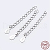 925 Sterling Silver End with Extender Chains and Teardrop Charms STER-F036-26S-40mm-3