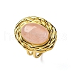 Oval Natural Rose Quartz Finger Rings RJEW-M063-01G-13-2