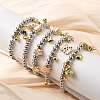 Brass Enamel Round Beads Charm Bracelets for Women BJEW-D317-11PG-1