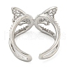 304 Stainless Steel Cubic Zirconia Open Cuff Ring for Women RJEW-S406-05P-01-3
