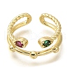 Crab Rack Plating Brass Micro Pave Cubic Zirconia Open Cuff Rings for Women RJEW-M022-27G-2