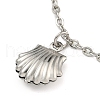 Tarnish Resistant Summer Beach 304 Stainless Steel Cable Chains Shell Shaped Charm Bracelets BJEW-P334-05P-2