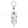 Woven Net/Web with Feather Alloy & Mixed Gemstone & Glass Seed Keychains KEYC-MZ00041-3