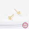 Golden Sterling Silver Micro Pave Cubic Zirconia Stud Earring XN7792-6-1