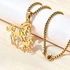 304 Stainless Steel Laser Cut Double Horse Pendant Box Chain Necklaces for Women Men NJEW-E156-03G-1