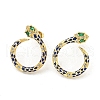 Snake Real 18K Gold Plated Brass Dangle Earrings EJEW-L269-109G-1