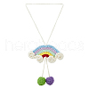 Crochet Rainbow Polyester Car Mirror Hanging Pendant Decorations HJEW-WH0043-38-1