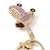 Golden Zinc Alloy with Rhinestone Ice Skates Keychain DIY-B075-01G-02-3