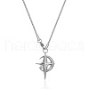 Stainless Steel Moon & Cross Pendant Necklace PW-WG47381-01-1