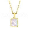 Shell Rectangle Pendant Initial Necklaces PW-WGEBFCF-19-1