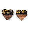 Opaque Resin & Walnut Wood Pendants RESI-N039-44-3