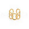 Ion Plating(IP) 304 Stainless Steel Interlocking Oval Open Cuff Ring RJEW-S405-147G-1