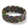 Synthetic Rectangle Gold Clinquant Stone Stretch Bracekets G-P549-01B-2