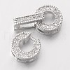 Flat Round Brass Micro Pave Cubic Zirconia Fold Over Clasps ZIRC-I014-64-FF-2