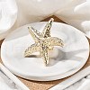 Starfish Alloy Adjustable Rings for Women RJEW-B108-02KCG-2