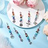 Chakra Natural Red Jasper & South Red Agate & Tiger Eye & Green Aventurine & Amethyst & Lapis Lazuli & Synthetic Turquoise Chips & Alloy Pendant Decorations HJEW-JM03181-1