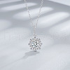 Flower 925 Sterling Silver Pave Cubic Zirconia Pendant Necklaces for Women FS-WG92113-07-1
