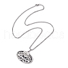 Oval with Skull 304 Stainless Steel Pendant Necklaces NJEW-K253-31P-2