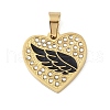 Ion Plating(IP) 304 Stainless Steel Enamel Rhinestone Pendants STAS-Q325-02G-G-1