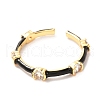 Bamboo Shape Golden Enamel Cuff Rings for Women KK-G404-11-2