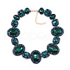 Alloy Rhinestone & Glass Oval Link Chain Necklaces for Women FS-WG2E80C-02-2